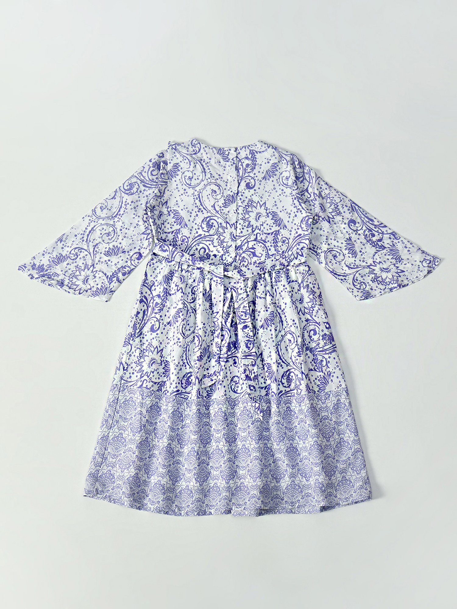 Bella Moda Kids White Printed Full Sleeves Fit & Flare Dress