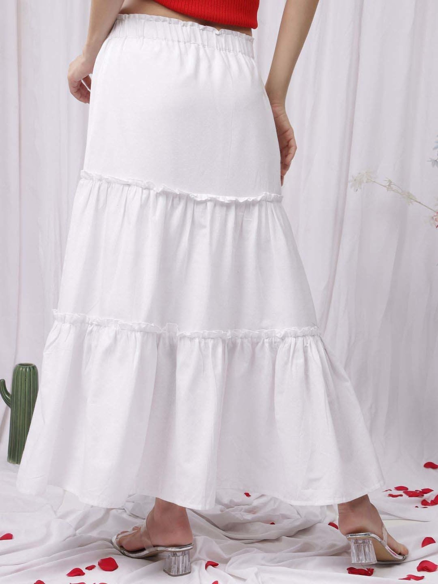 Belle Fille White Floral Print Skirt