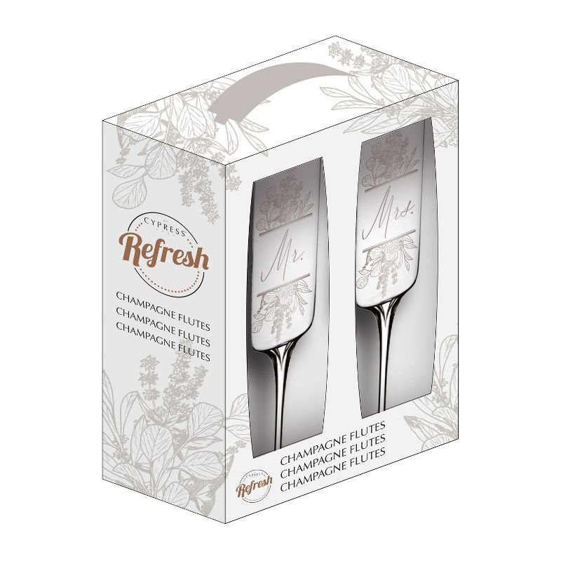 Evergreen Cypress Home You & Me/ Me & You Champagne Flutes 8oz. Gold Metallic Set of 2