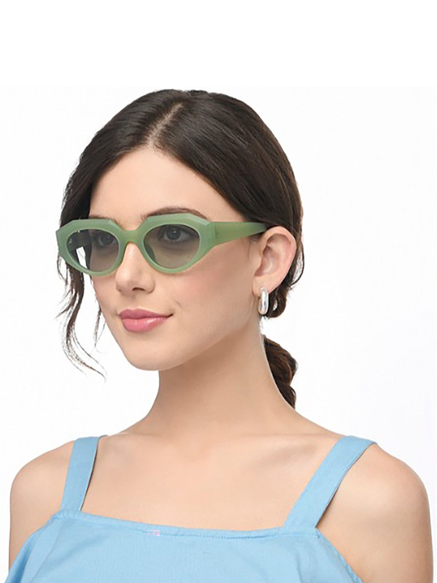 Vincent Chase HOLIDAY EDIT Green Geometric Polarised and UV Protected Lens Sunglasses for Women
