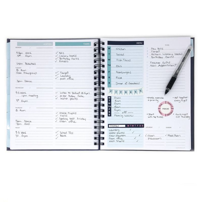 Undated Weekly Planner 8"x10", Book Band & Stickers Bundle Teal Polka Dots - Kahootie Co
