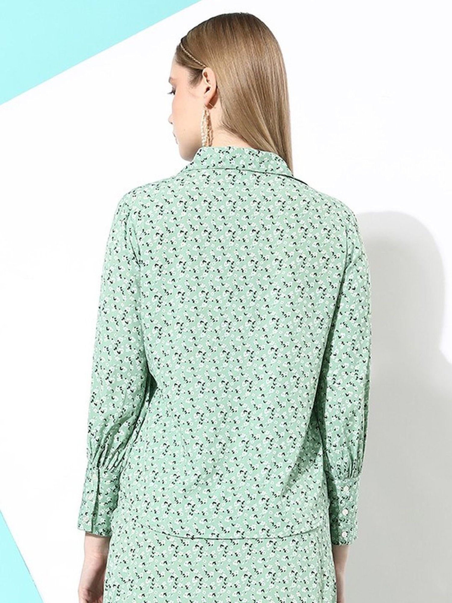 Anvi Be Yourself Green Floral Print Shirt