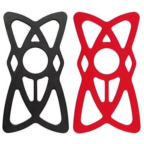 Silicone Security Bands for Cell Phone Mount, NALAKUVARA Universal Mountain & Road Handlebar Cradle Holder Tether, Bicycle Phones Holder Support, Only 4 PCS Band (2 Black & 2 Red)