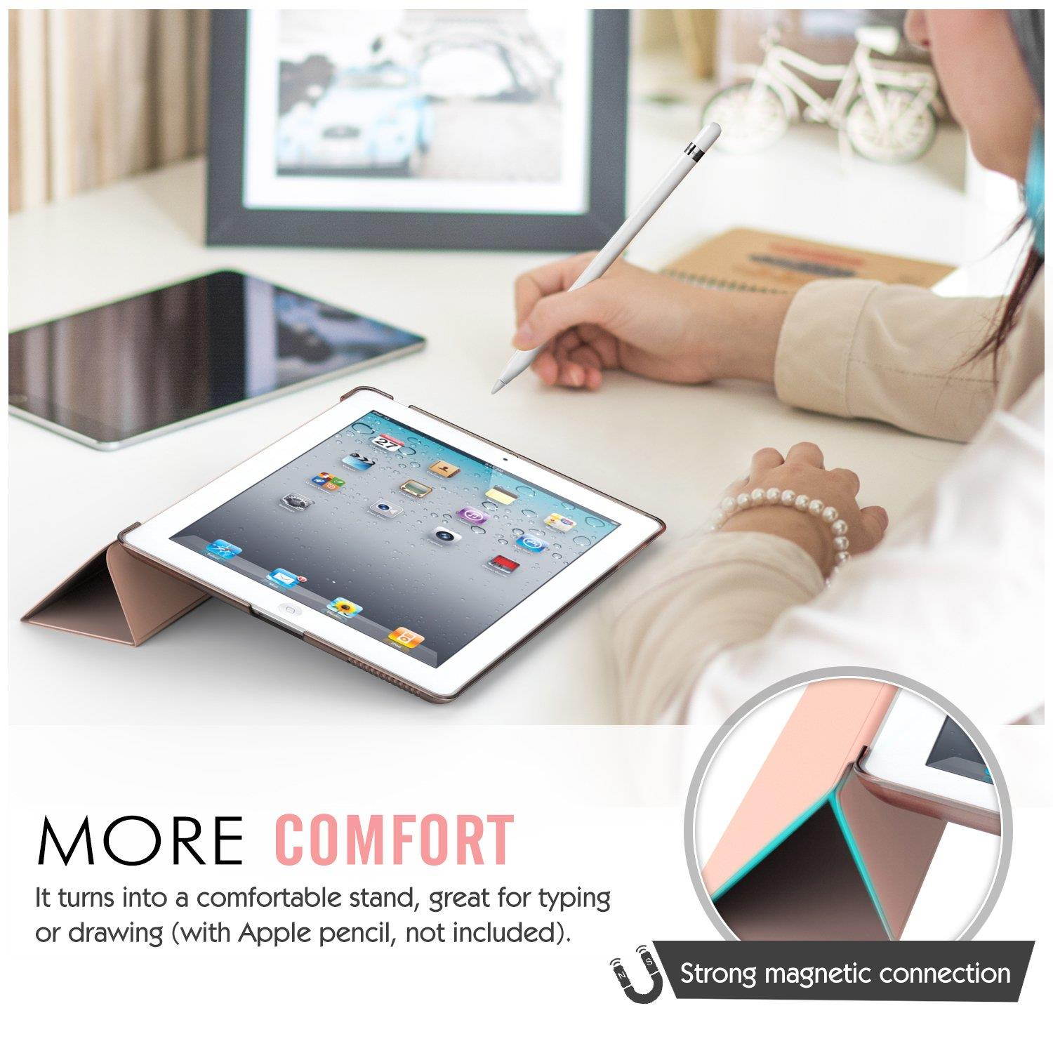 MoKo Case for iPad 2/3 / 4 - Ultra Lightweight Slim Smart Shell Stand Cover with Translucent Frosted Back Protector for iPad 2 / The New iPad 3 (3rd Gen) / iPad 4, Rose Gold (with Auto Wake/Sleep)