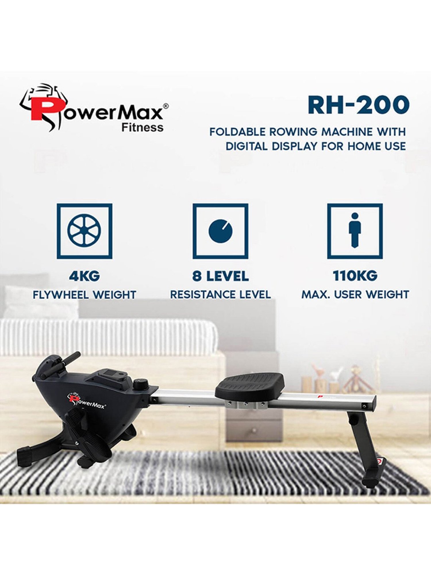PowerMax Fitness RH-200 Rowing Machine (Black)