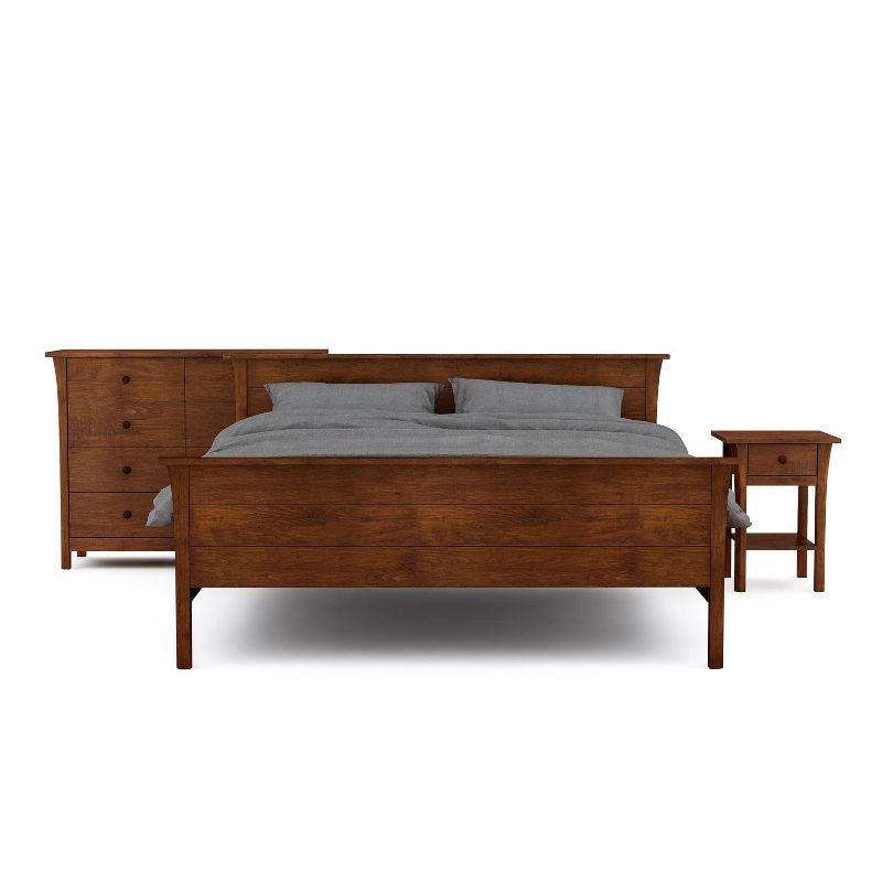 3pc Eastern King Gevina Solid Maple Wood Bedroom Set with 8 Drawer Chest Dark Cherry - HOMES: Inside + Out