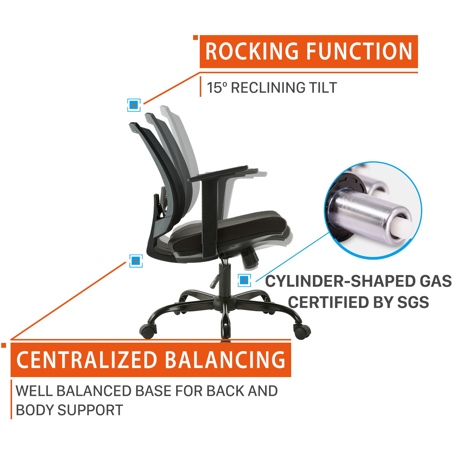 Ergonomic Mid-Back Mesh Swivel Task Chair with Arm Rest and Back for Home and Office