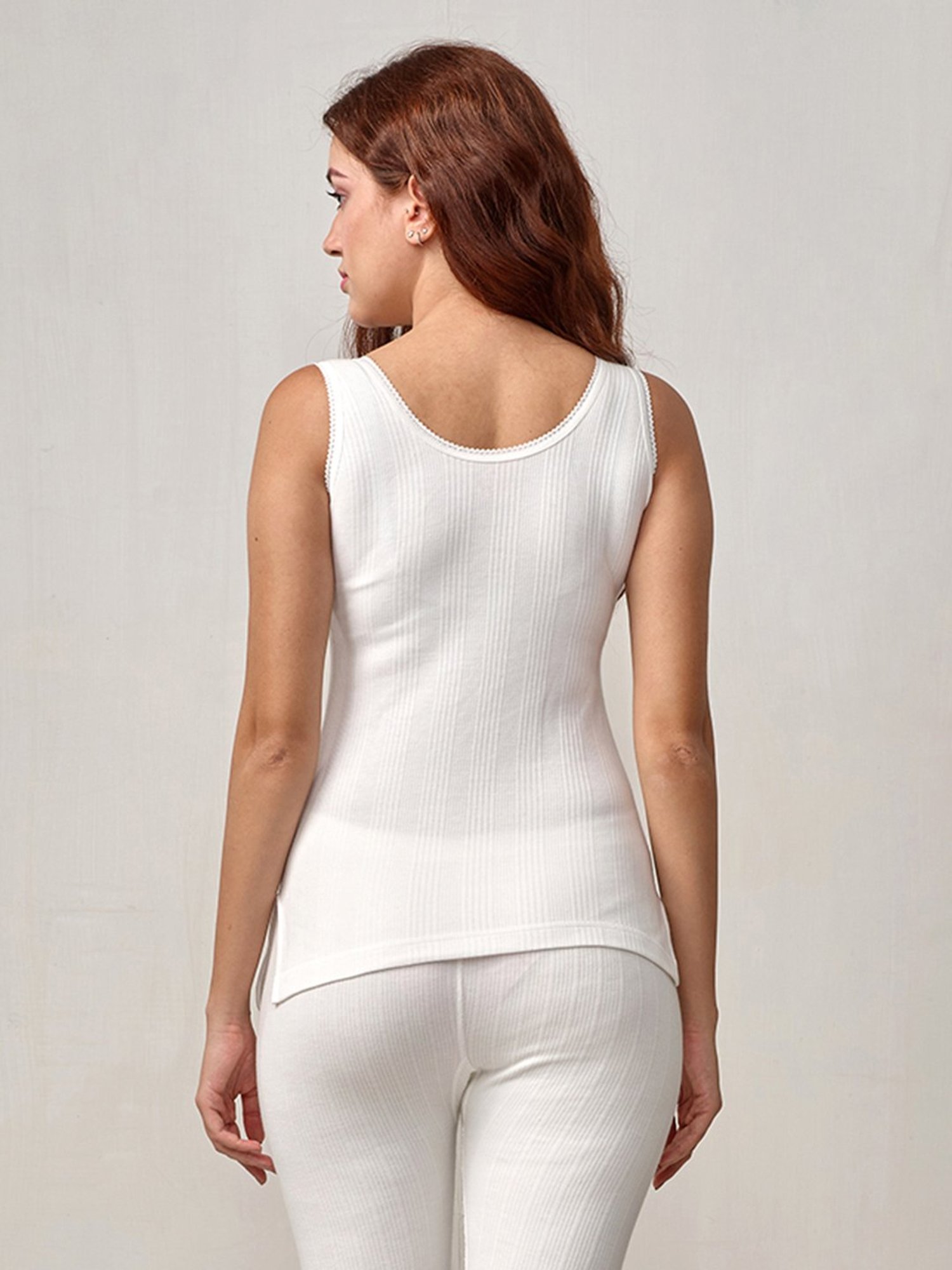 LUX Inferno Off-White Striped Thermal Tank Top