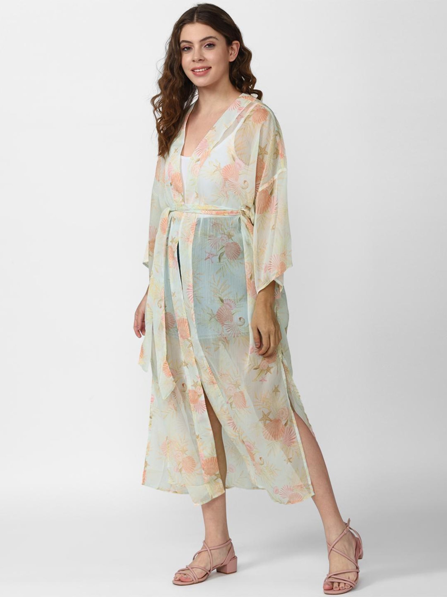 Forever 21 Light Blue Printed Shrug