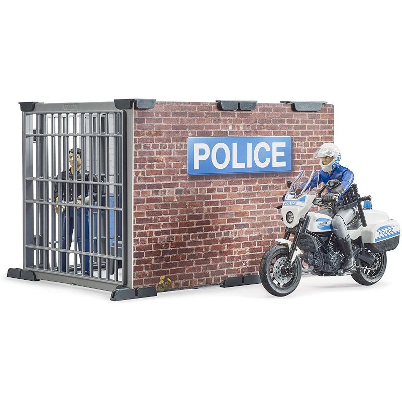 Bruder bworld Police Station Set with Police Motorcycle and Figure