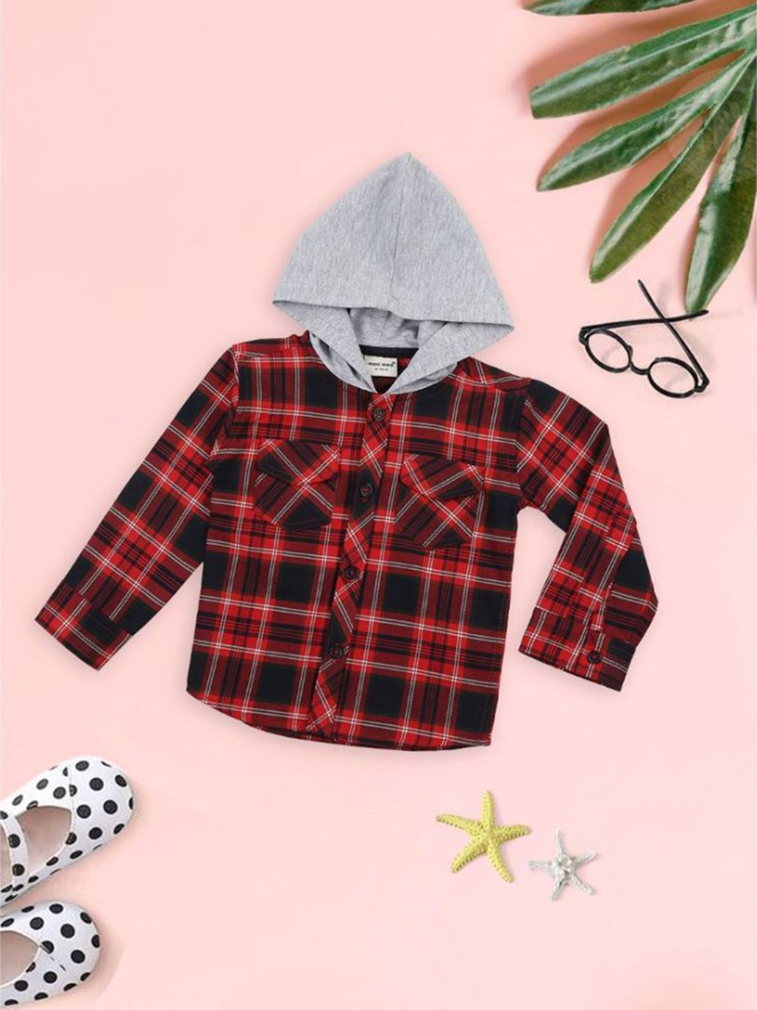 Mee Mee Kids Red & Navy Checks Full Sleeves  Shirt