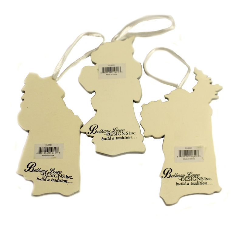 Christmas 5.0" Traditional Santa Ornaments S/3 Woodland Tree Snow  -  Tree Ornaments