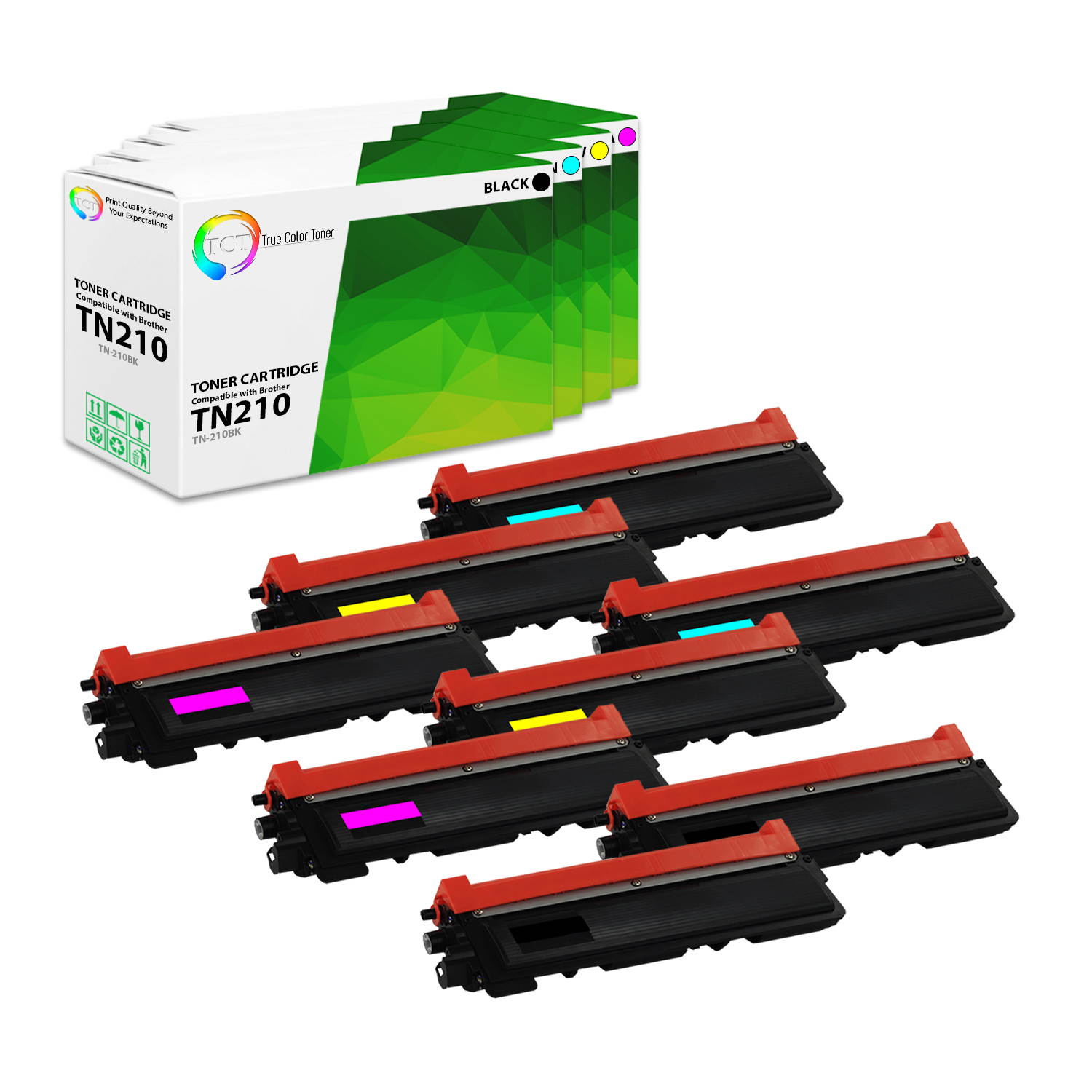 TCT Premium Compatible Toner Cartridge Replacement for Brother TN-210 TN210C TN210M TN210Y works with Brother HL-3040 3070, MFC-9010 9120 9320 Printers (Cyan, Magenta, Yellow) - 3 Pack