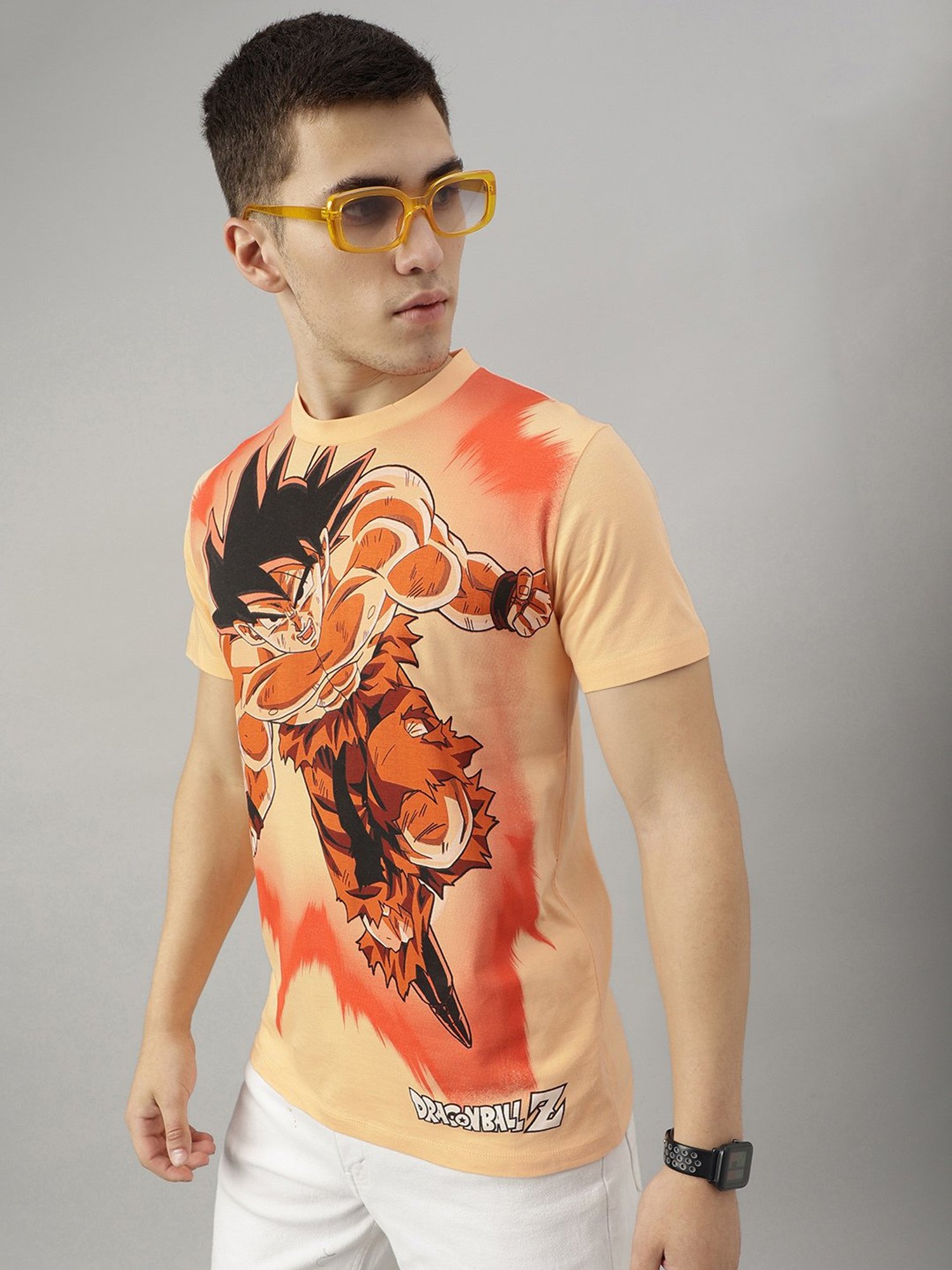 Free Authority Peach Regular Fit Printed T-Shirt