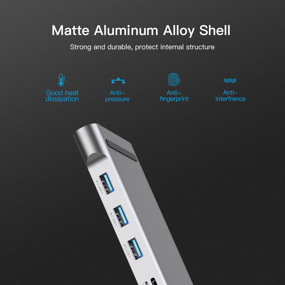 Vention 10 in 1 Type C Docking Station ,USB C Adapter with 4K HDMI, VGA,1000M Ethernet RJ45,3*USB3.0,100W PD 3.0,SD&TF Card Reader ,3.5mm Aux Compatible for MacBook Air Pro,and more USB-C Laptops