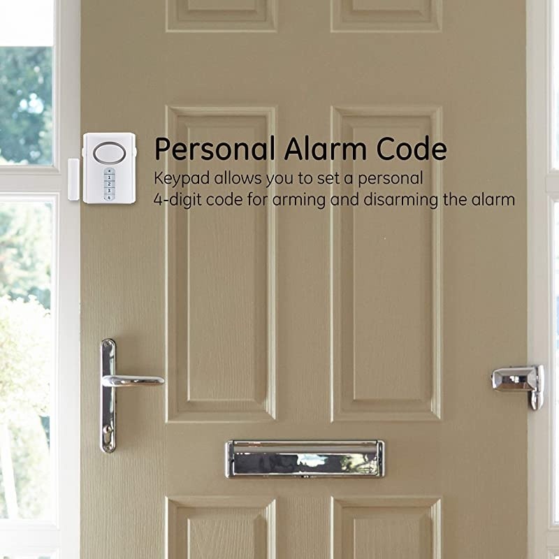 Personal Security Alarm Kit Includes Deluxe Door Alarm with Keypad Activation and WindowDoor Alarms Easy Installation DIY Home Protection Burglar Alert Magnetic Sensor OffChimeAlarm 51107 White