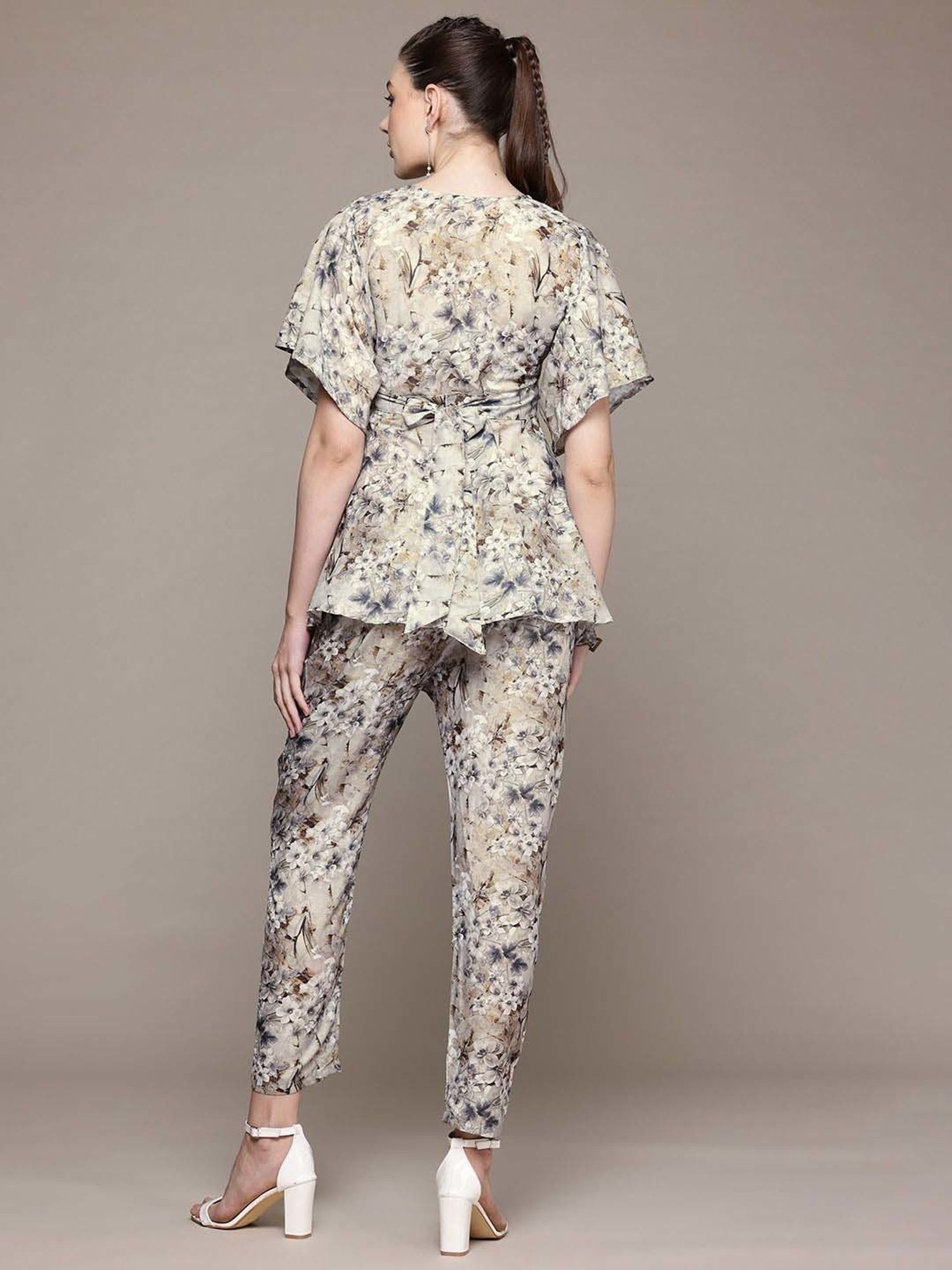 READIPRINT FASHIONS Beige Printed Tunic Pant Set