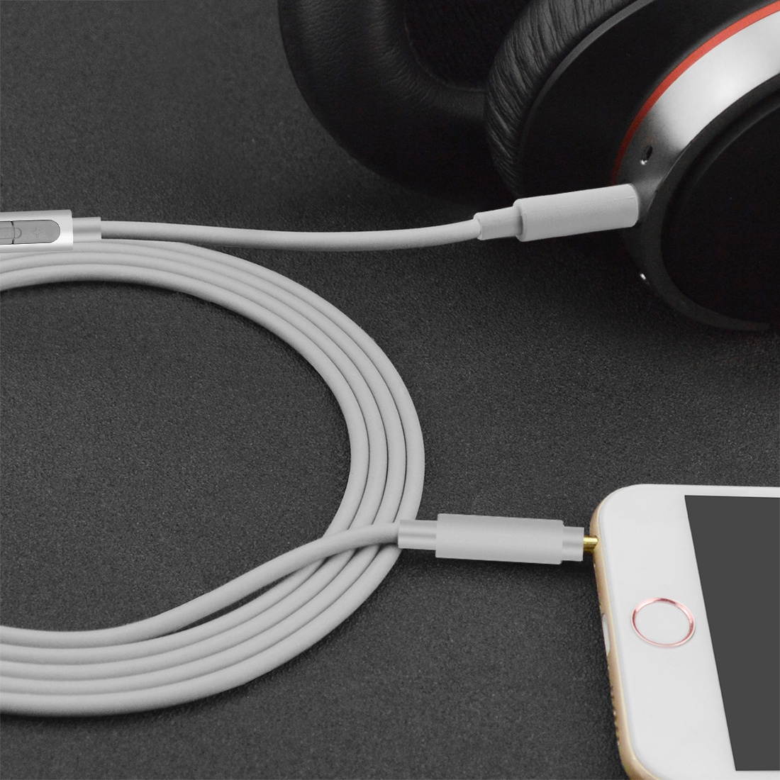 geekria quickfit cable for sony mdr1000x, mdr100aap, mdr100abn, mdrxb950bt, xb650bt, xb750bt, mdr1a/tanglefree premium headphone replacement audio cord with mic 3.5mm male, grey 5ft