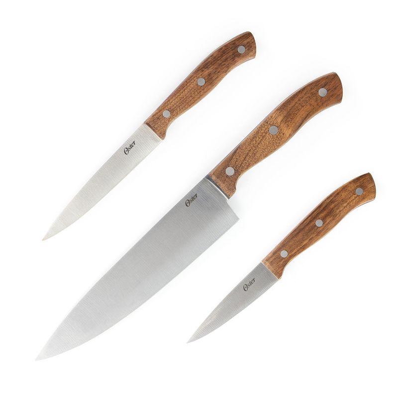 Oster Hensley 14 Piece Stainless Steel Cutlery Set in Black Walnut with Storage Block