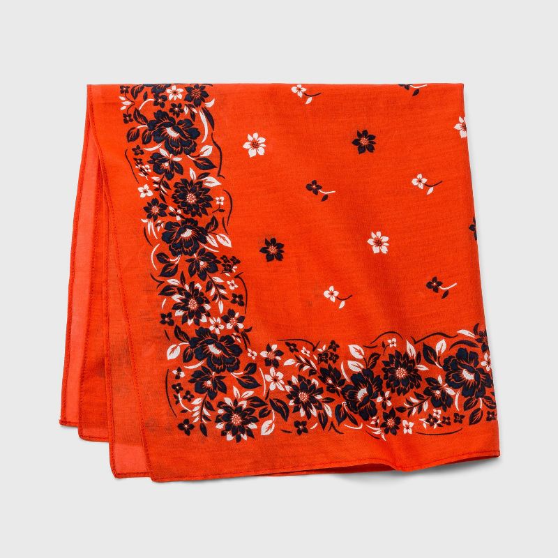 Adult Floral Print Bandana - Red