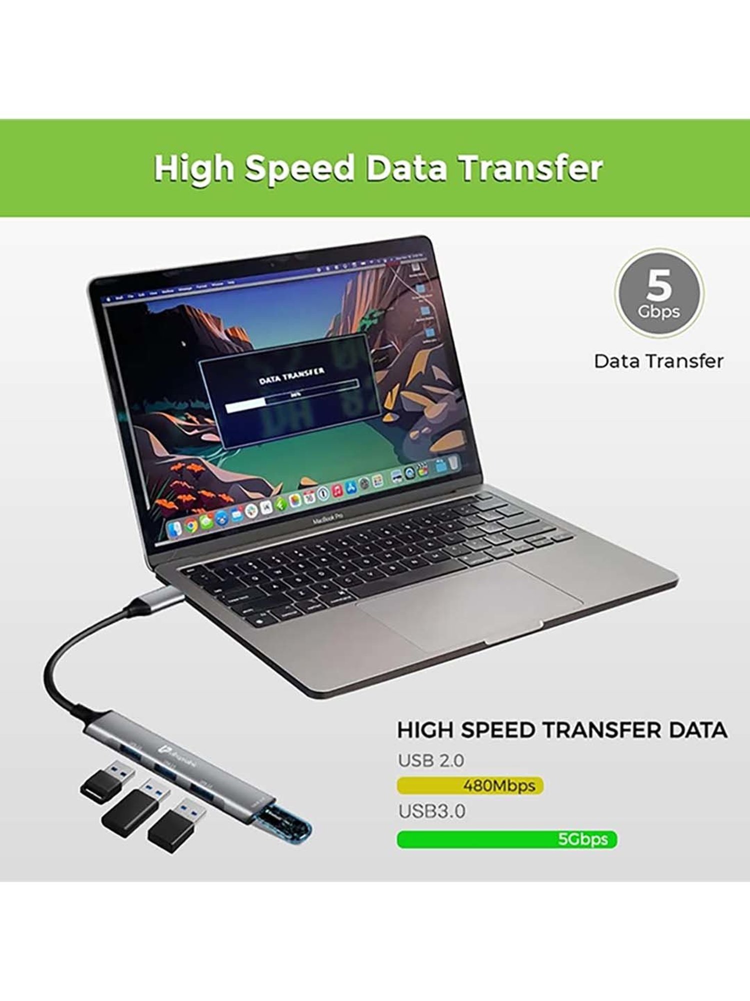 UltraProlink UL1087 Slimport 4C USB 3 ports Hub (Silver)