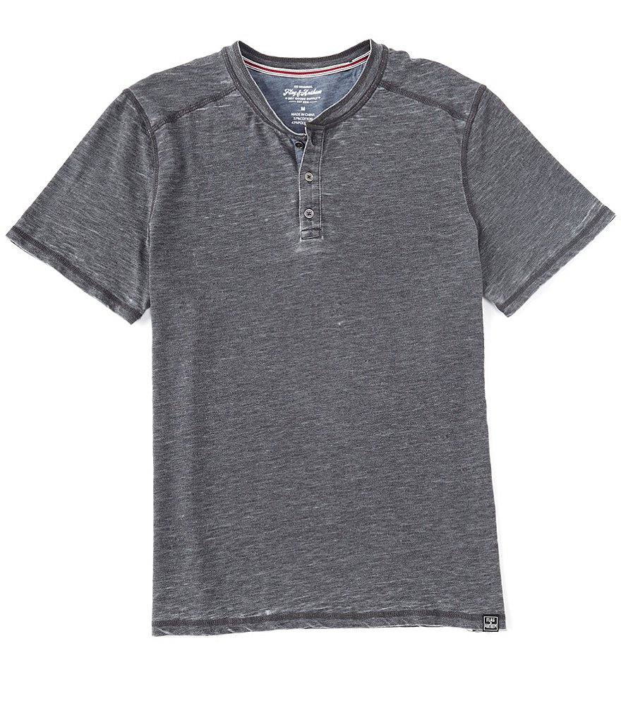 Flag and Anthem Short-Sleeve Burnout Henley Shirt