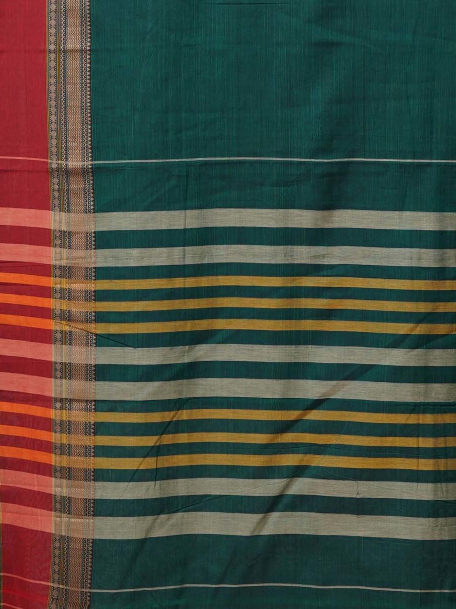 Unnati Silks Green Cotton Woven Saree With Unstitched Blouse