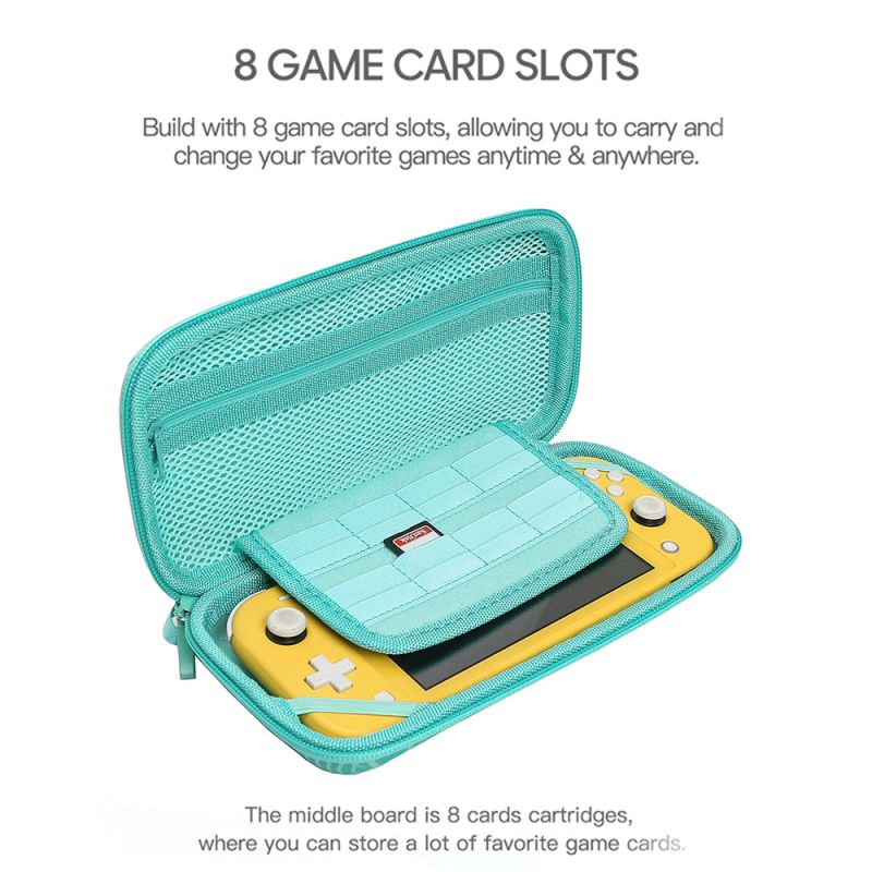 Carrying Case for Nintendo Switch, New Leaf Crossing Hard Shell Protector for NS Console and Accessories, Portable Carrying Storage Bag with 10 Game Card Slots & Replaceable Grips for Switch Game Fans