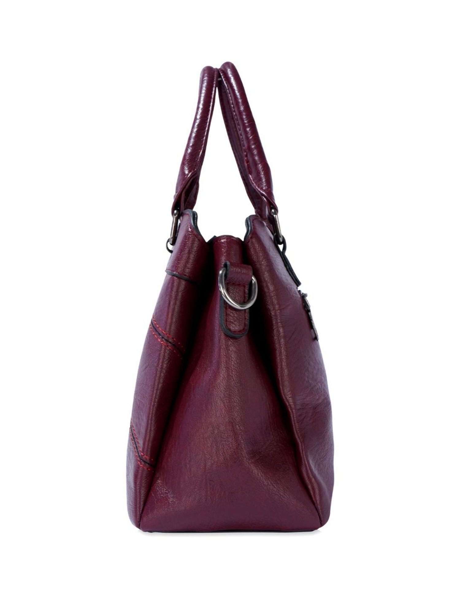 Luvoksi Maroon Textured Large Satchel Handbag