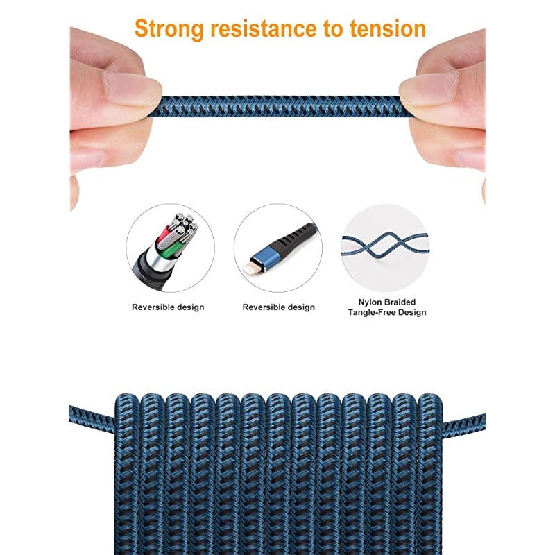 Short iPhone Charger Cable 1ft, CABEPOW 3Pack 1Foot Lightning Cable, Data Sync Fast iPhone Charging Cable Cord for iPhone 11/11 Pro /11 Pro Max/XS/XS Max/XR/X/8/8 Plus/7/7 Plus/6/6 Plus/5/SE-Blue