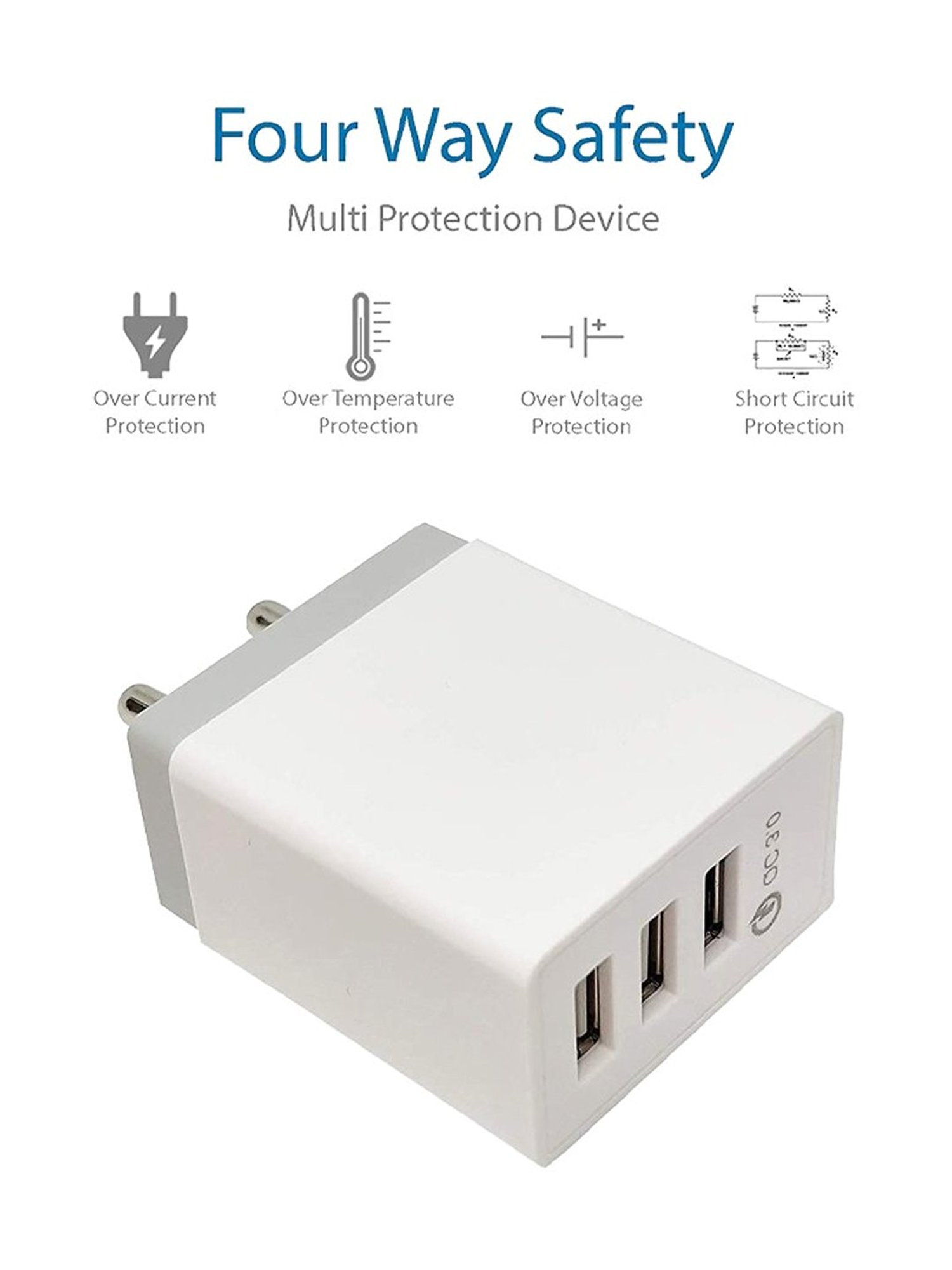 LCARE QC 3.0 USB 03 Port Charger Without Cable