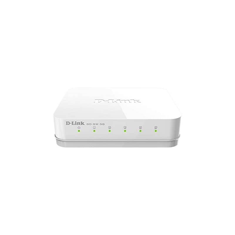 Ethernet Switch 5 Port Unmanaged Gigabit Desktop Plug and Play Compact Design White GOSW5G