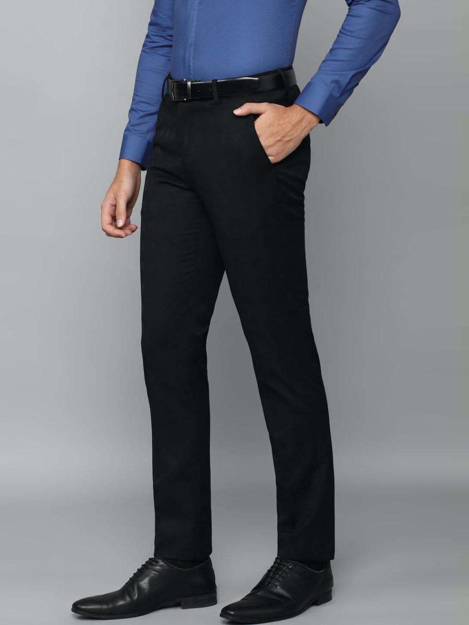 Louis Philippe Black Slim Fit Trousers