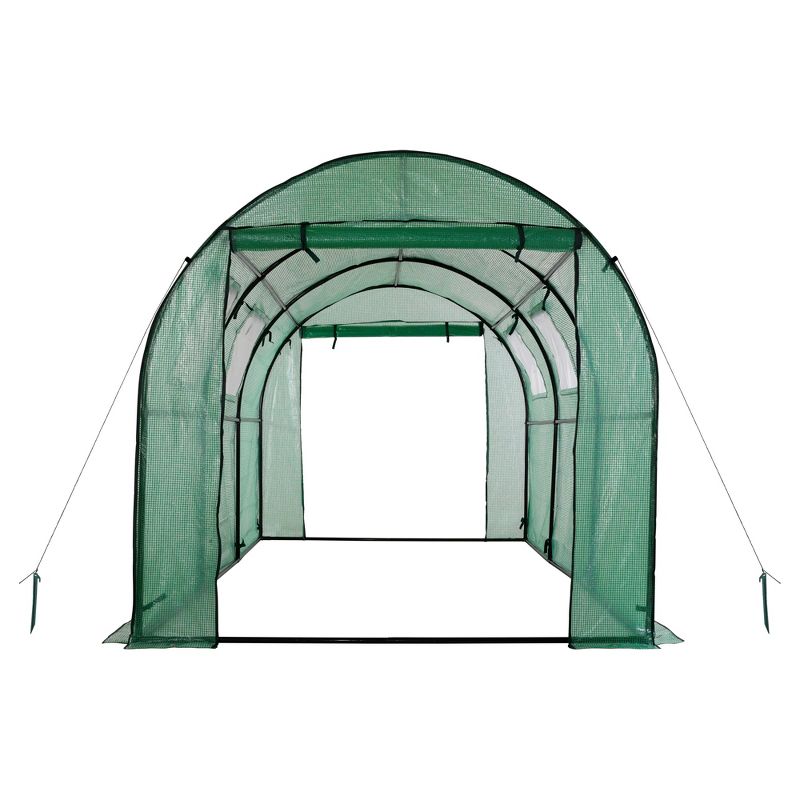 Two Door Walk - In Tunnel Greenhouse With Ventilation Windows And Steel Frame &ndash; 15' X 6' X 6' - Green - Ogrow