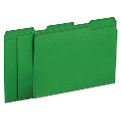 Colored File Folders 1/3 Cut OnePly Tab Letter Green 100/Box