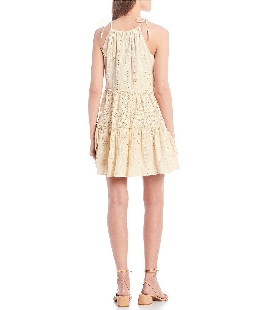 C&V Chelsea & Violet Tiered Eyelet Halter Dress