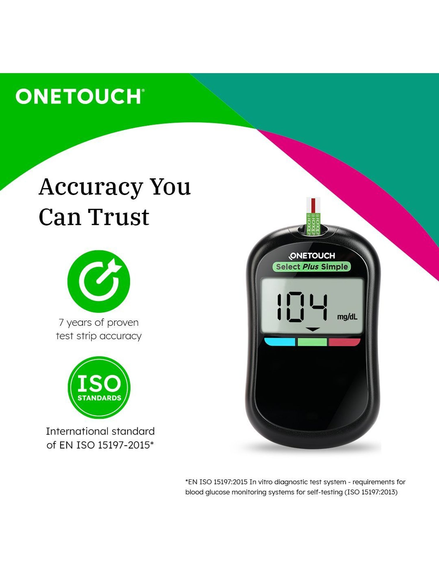 OneTouch Select Plus Simple glucometer | FREE 10 Test Strips + 10 Lancets + 1 Lancing device