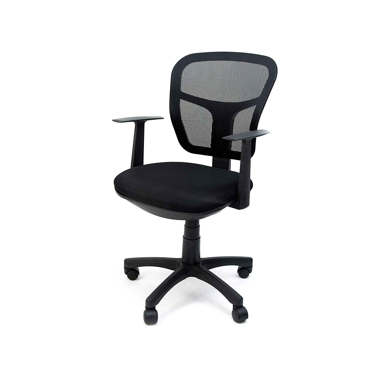 Linea Italia Vienna Ergonomic Mesh Back Office Adjustable Height, Lumbar Support, Tilt Tension Basic Modern Desk Chair, Medium, Black