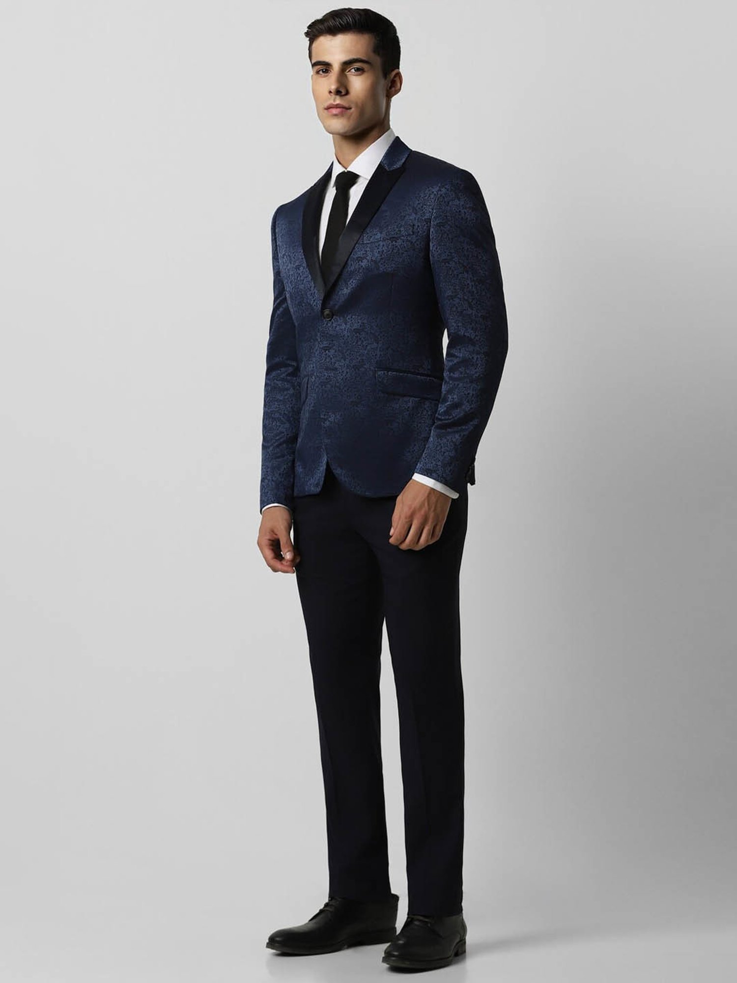 V Dot Navy Skinny Fit Two Piece Suit