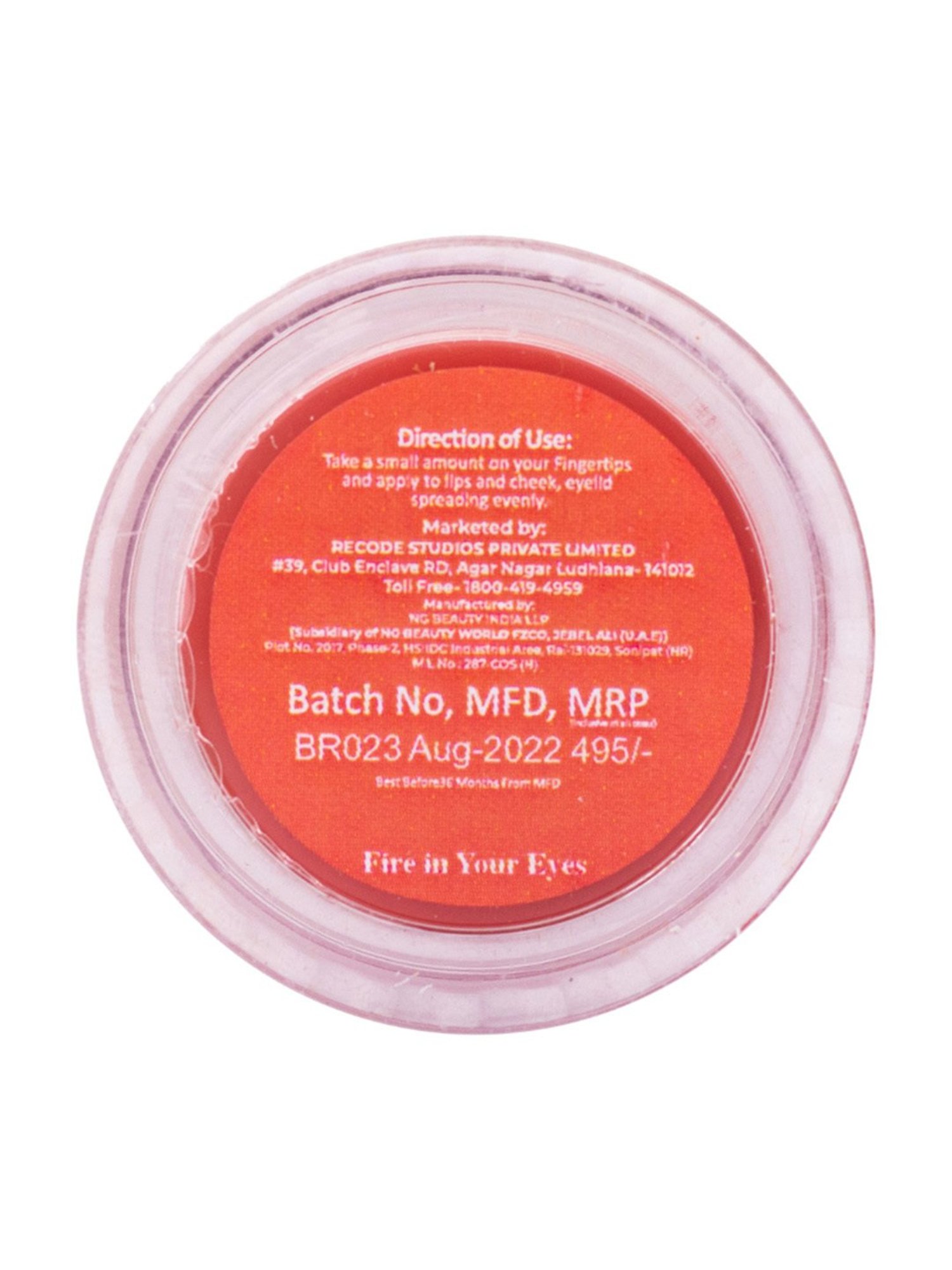 Recode Lip & Cheek Tint 01 Fire In Your Eyes - 8 gm