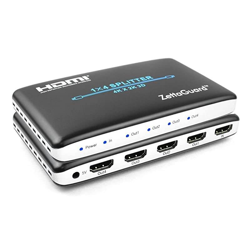 1 x 4 HDMI Splitter 1 Input 4 Output Digital 1X4 Splitters with Full HD 4K x 2K, 3840 &times; 2160, 3D Support (ZW140)