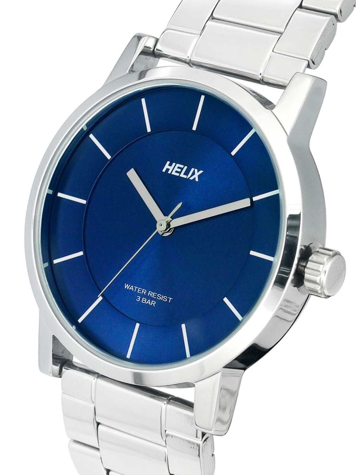 Helix By Timex Blue Round Dial Analog Stainless Steel Men Watch - TW035HG09