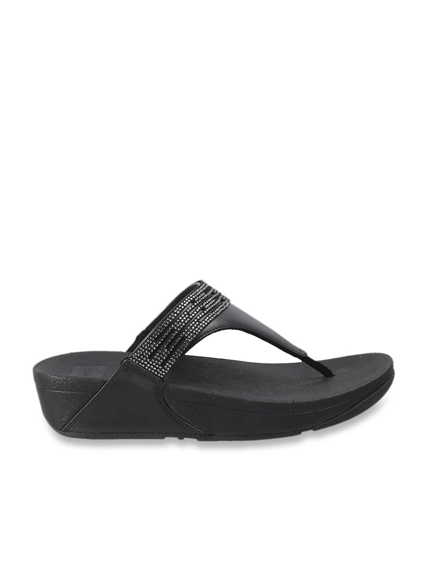 FitFlop Women's Black Thong Wedges