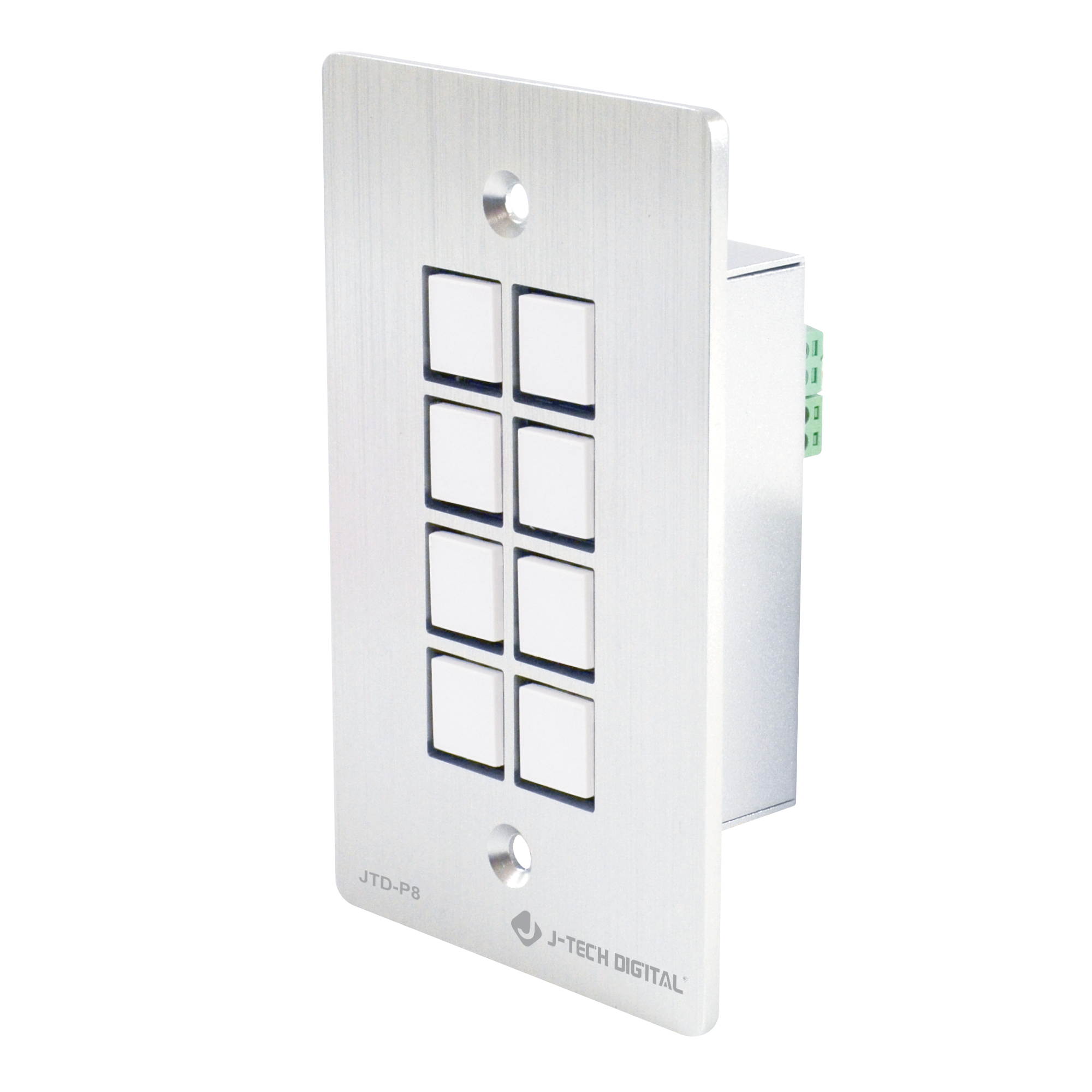 J-Tech Digital 8-Button Control Panel Wall Plate with Programmable LED Buttons, RS-232, RS-458, Relay and IR Control (JTD-P8)
