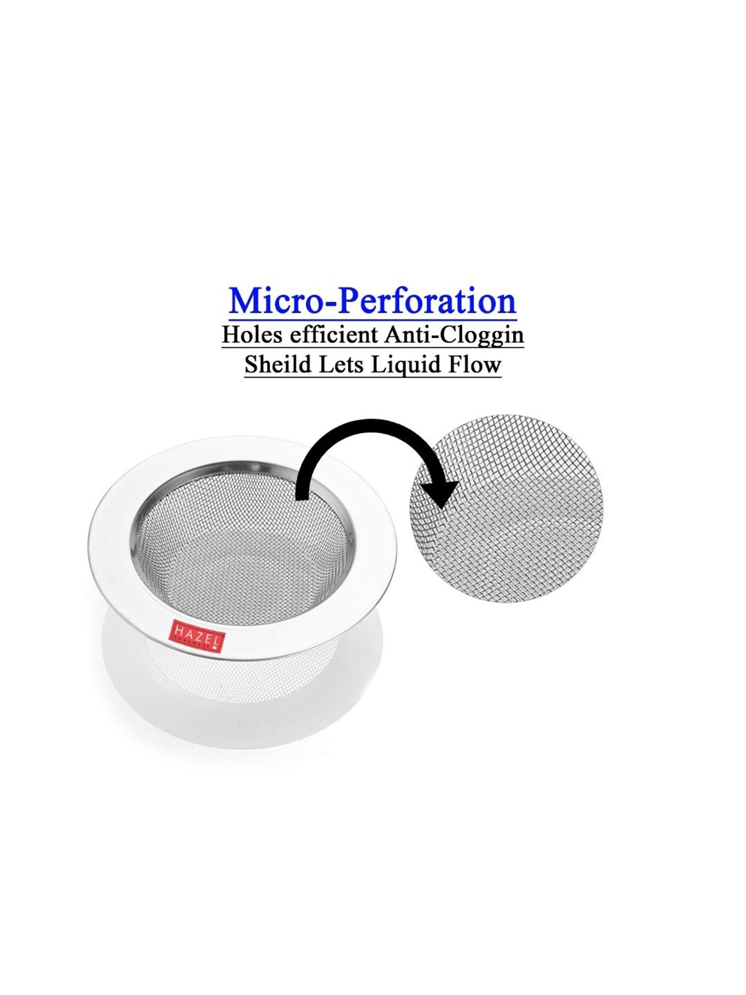 HAZEL Silver Stainless Steel Kitchen Sink Strainer, Wash Basin Drainer Filter (Dia: 6 cm)