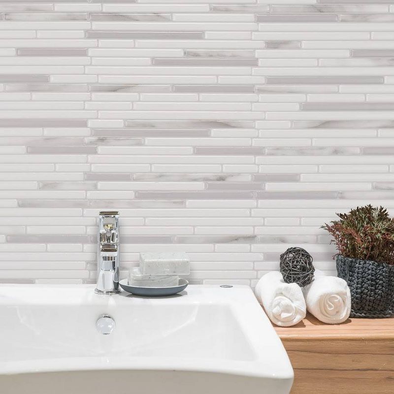 Smart Tiles 3D Peel and Stick Backsplash 4 Sheets of 9.88" x 9.70" Kitchen and Bathroom Wallpaper Capri Addario