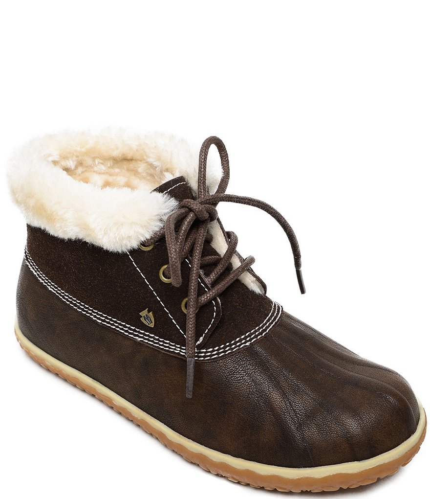 Minnetonka Women's Tega Water-Resistant Faux Fur Trim Ankle Booties
