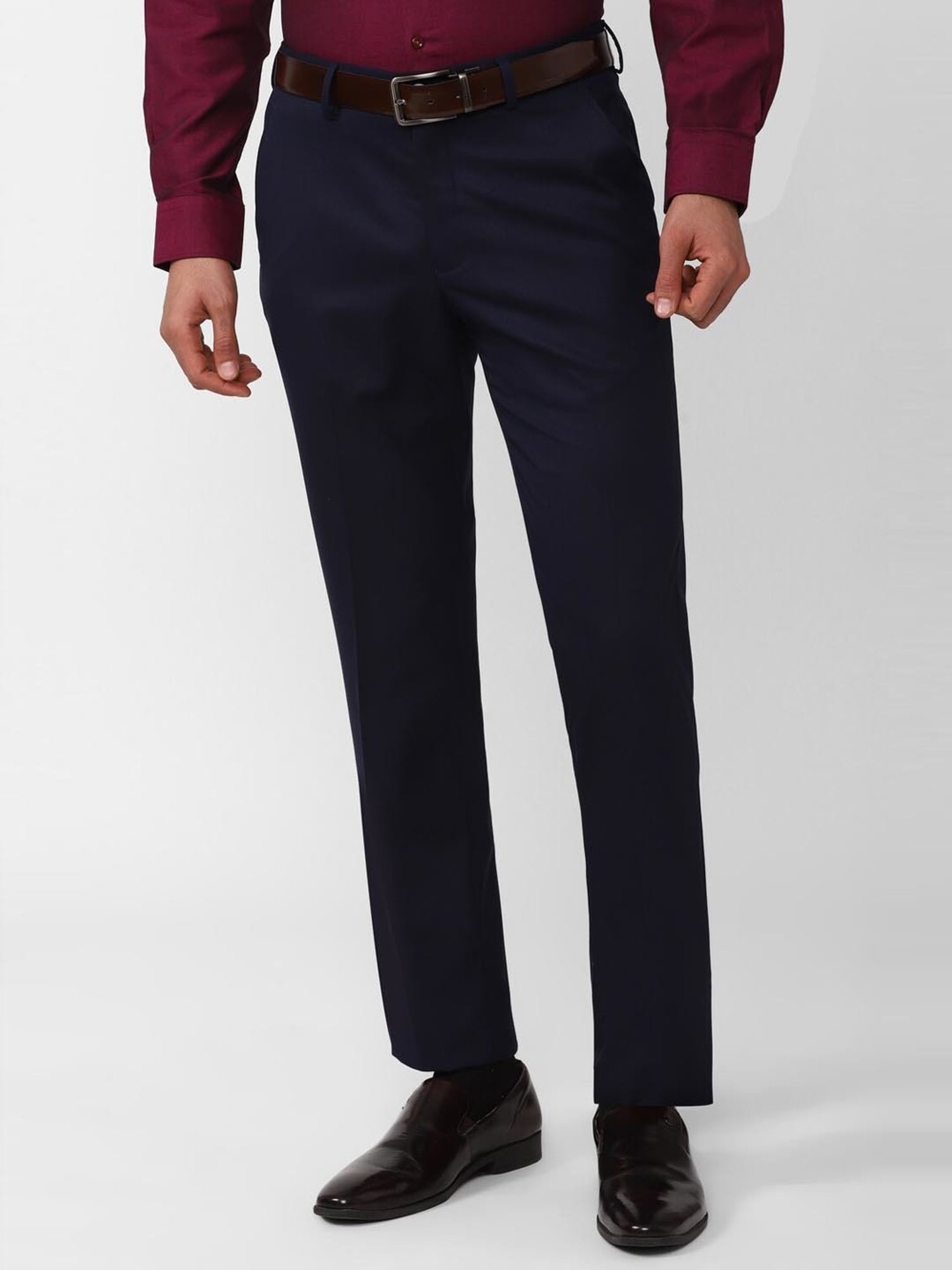 V Dot Navy Skinny Fit Trousers