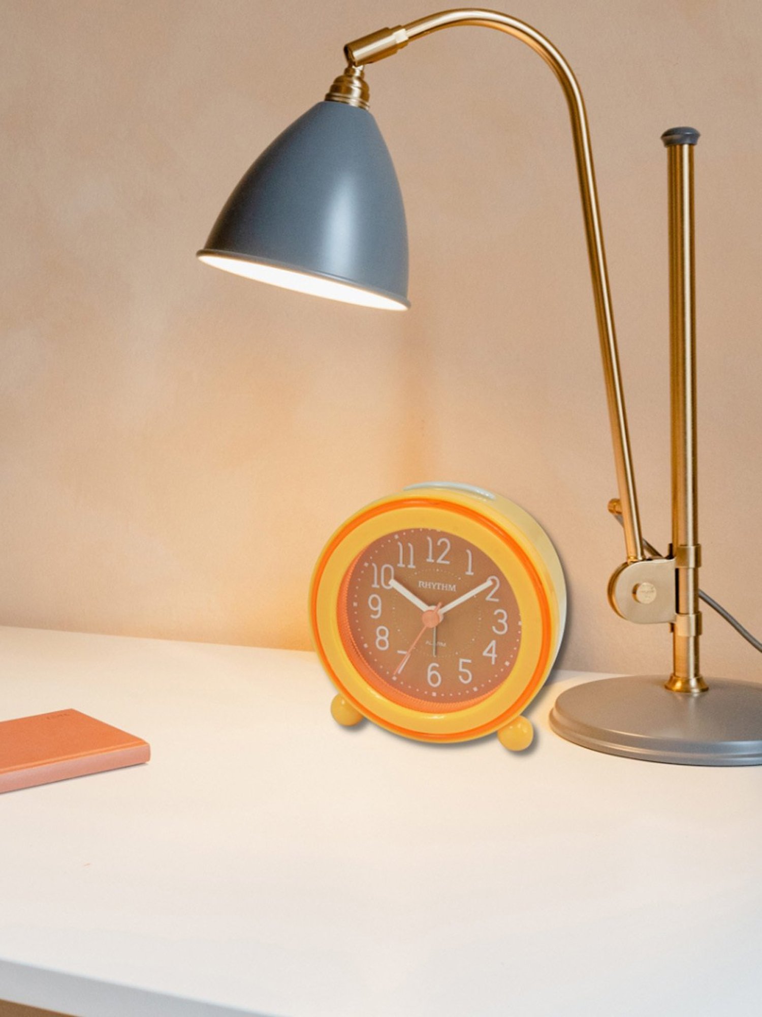 RHYTHM Yellow Plastic Round Beep Alarm Sound with LED Flash Light Table Clock