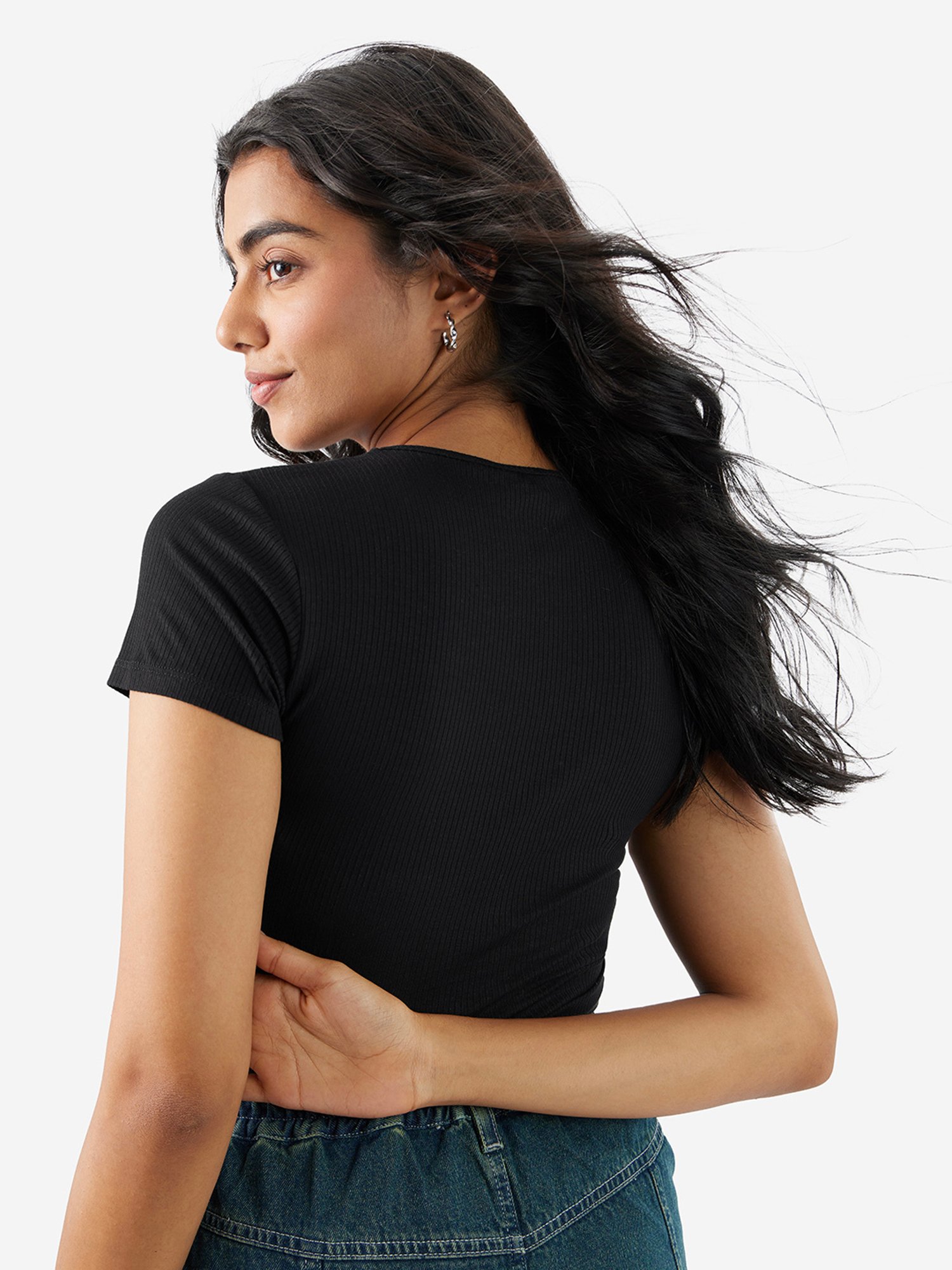 The Souled Store Black Regular Fit Crop Top